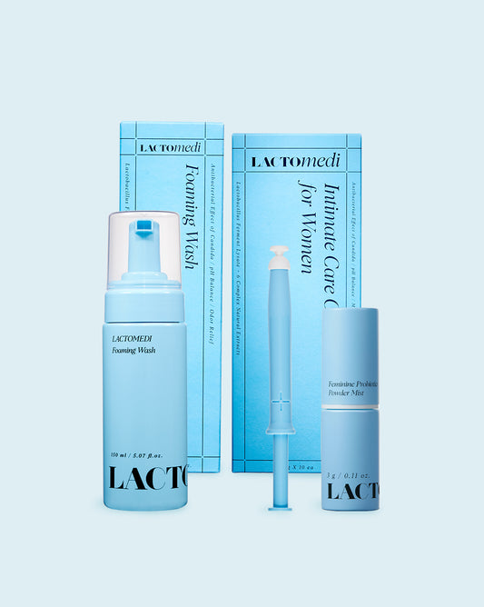 One Foaming Wash, One Intimate Care Gel , One Probiotic Powder Mist