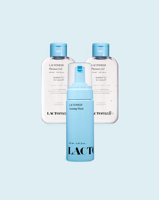 Two bottles of Pleasure Gel, One bottle of Foaming Wash