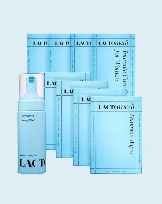 Four boxes of Intimate care gel, Four boxes of feminine wipes, one foaming wash